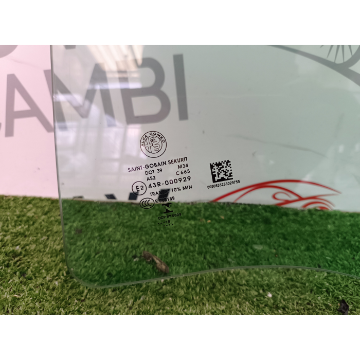 VETRO SCENDENTE PORTA POSTERIORE SINISTRO ALFA ROMEO STELVIO 949 DAL 2016 IN POI 