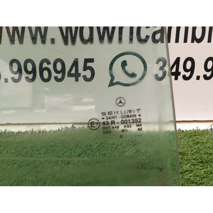 VETRO CRISTALLO PORTA POSTERIORE POST DESTRO DX MERCEDES CLASSE A (W168) 