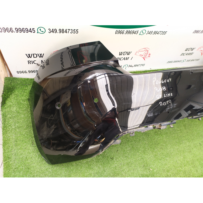 9677960477 PARAURTI POSTERIORE POST ORIGINALE NERO CON FORI SENSORI PEUGEOT 308 GT LINE 