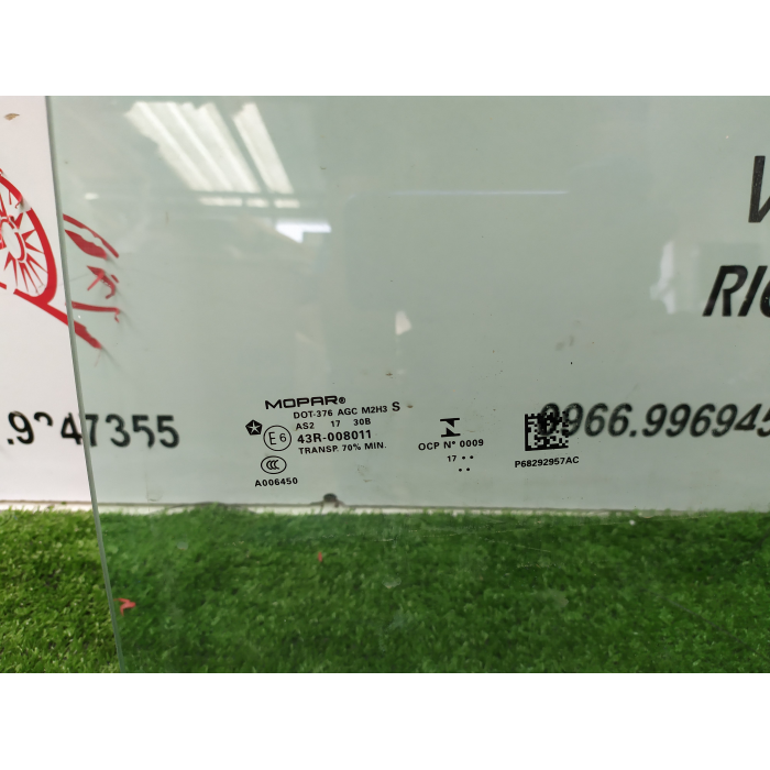 VETRO CRISTALLO USATO PORTA POSTERIORE SINISTRO SX JEEP COMPASS 2.0 CRD 4X4 (DAL 2016 IN POI >)