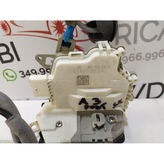 8K0839015H SERRATURA PORTA POSTERIORE SINISTRO SX USATO AUDI A3 8V (2012\2019) 2016 5 PIN
