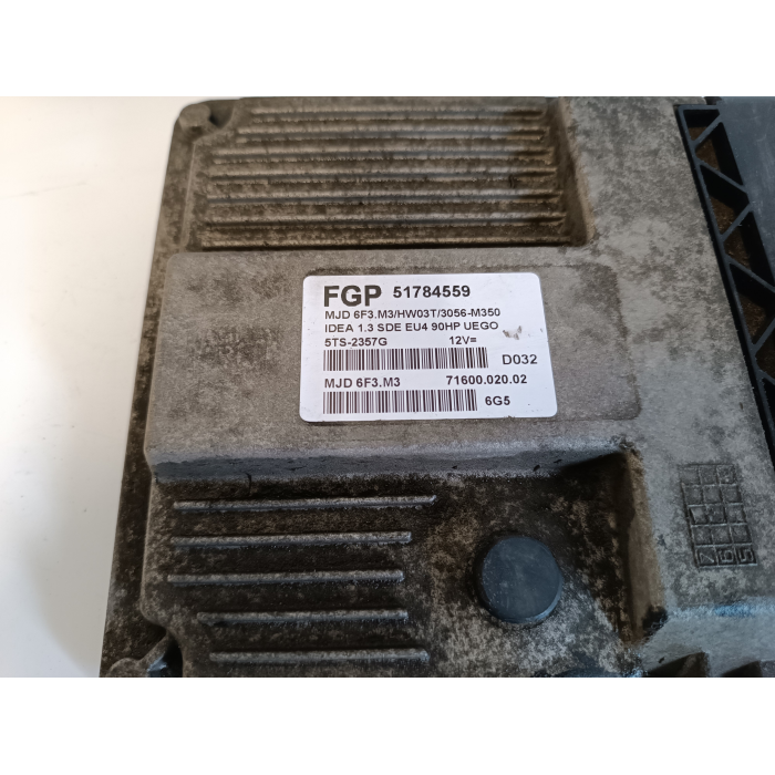 51784559 - MJD6F3M3 - 7160002002 CENTRALINA ECU MOTORE LANCIA MUSA 1.3 MTJ FIAT IDEA 5TSSUU74G 