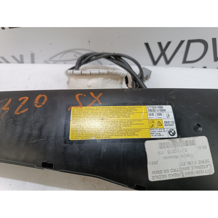 87715361908X AIRBAG SEDILE ANTERIORE SINISTRO BMW SERIE 3 E90 \ E91 2005\2013 604762201
