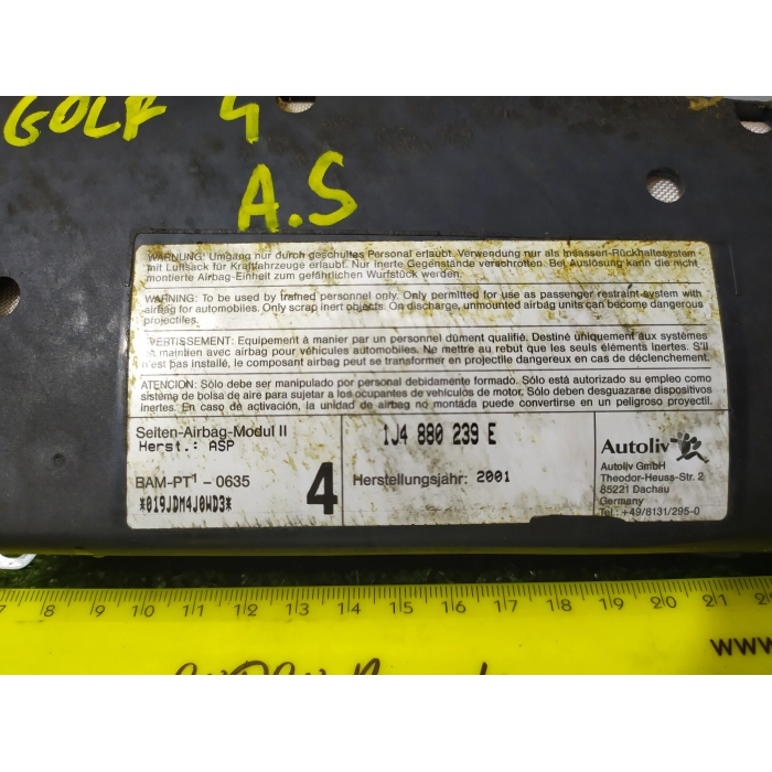 AIRBAG SEDILE LATERALE ANTERIORE ANT SINISTRO SX VW VOLKSWAGEN GOLF IV 4