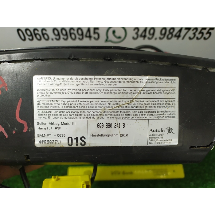 AIRBAG SEDILE ANTERIORE ANT LATO GUIDA SINISTRO SX SKODA FABIA 5J 2010