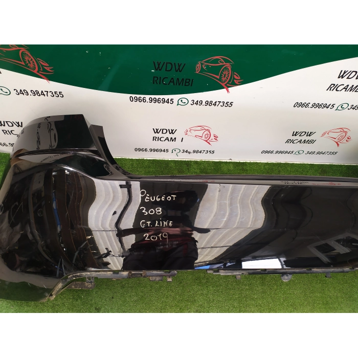 9677960477 PARAURTI POSTERIORE POST ORIGINALE NERO CON FORI SENSORI PEUGEOT 308 GT LINE