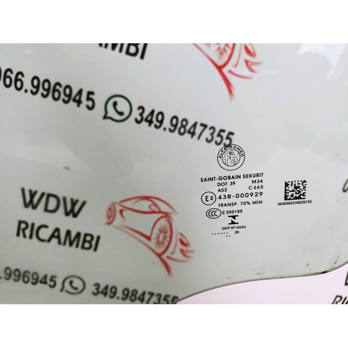 VETRO SCENDENTE USATO PORTA ANTERIORE SINISTRO SX ALFA ROMEO STELVIO (949) 2.2D (DAL 2016 IN POI >)