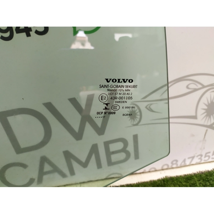 VETRO CRISTALLO SCENDENTE PORTA POSTERIORE DESTRO DX USATO VOLVO V90 (DAL 2016 IN POI >) 2017