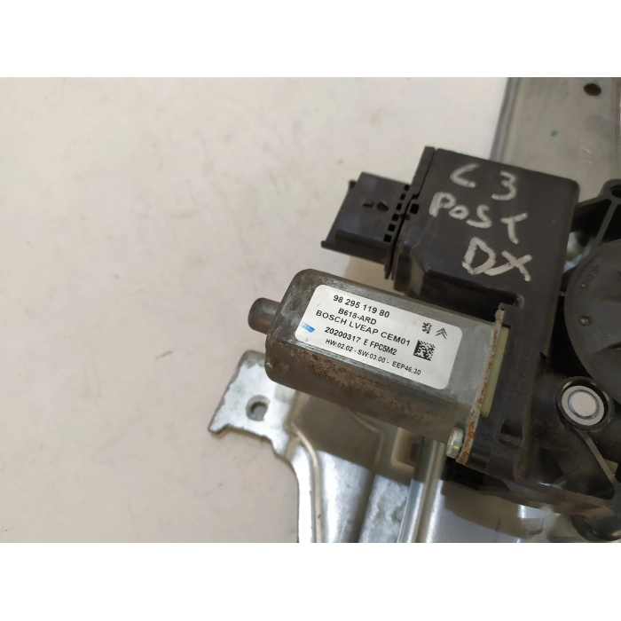 9829511980 ALZAVETRO ELETTRICO PORTA POSTERIORE DESTRO DX USATO CITROEN C3 3° SERIE (DAL 2016>)